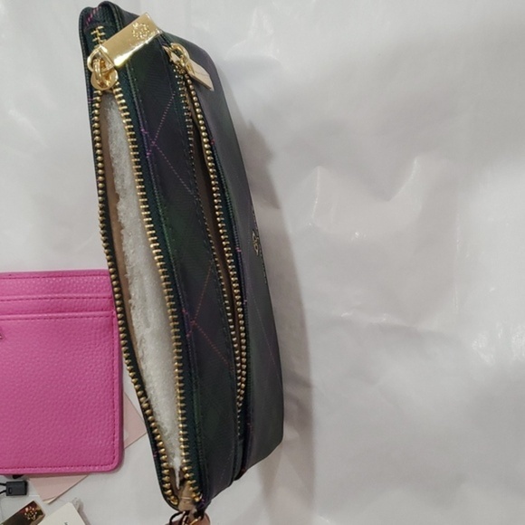 Nanette Lepore 3pc navy tartan lipstick pink green blue‎ plaid wallet set - Picture 10 of 11